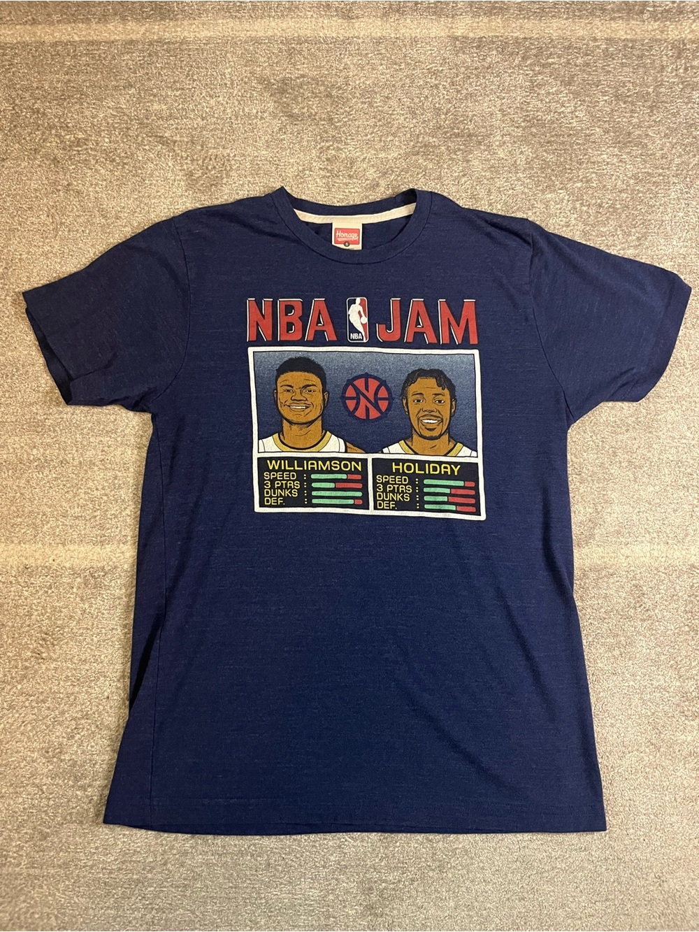 HOMAGE Navy Blue NBA Jam Graphic T-Shirt Rare Williamson Holiday EUC Dadcore